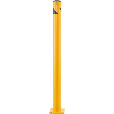 GLOBAL INDUSTRIAL Steel Bollard w/Chain Slots & Removable Cap, 4-1/2Dia. x 60H, Yellow 670587